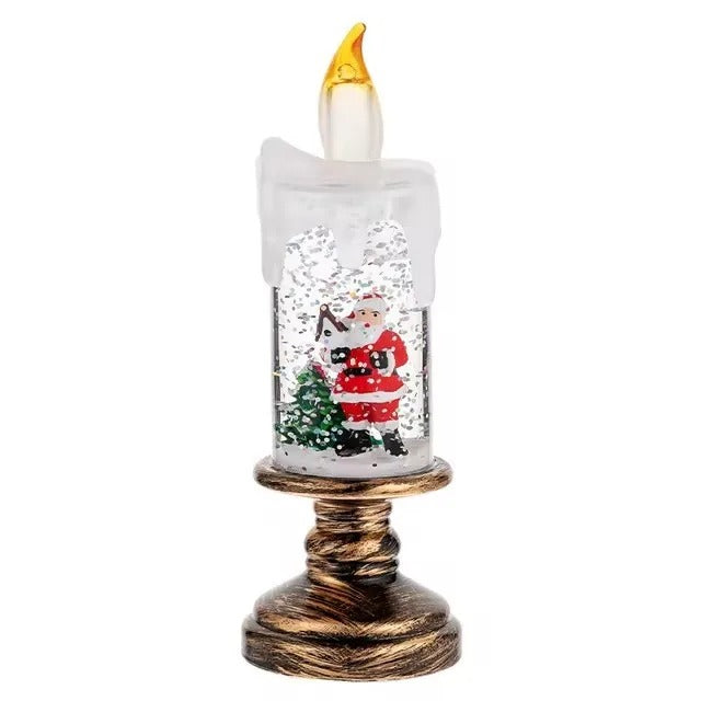 Christmas Snowflake Music Box Wind Lantern LED Candle Holiday Decor