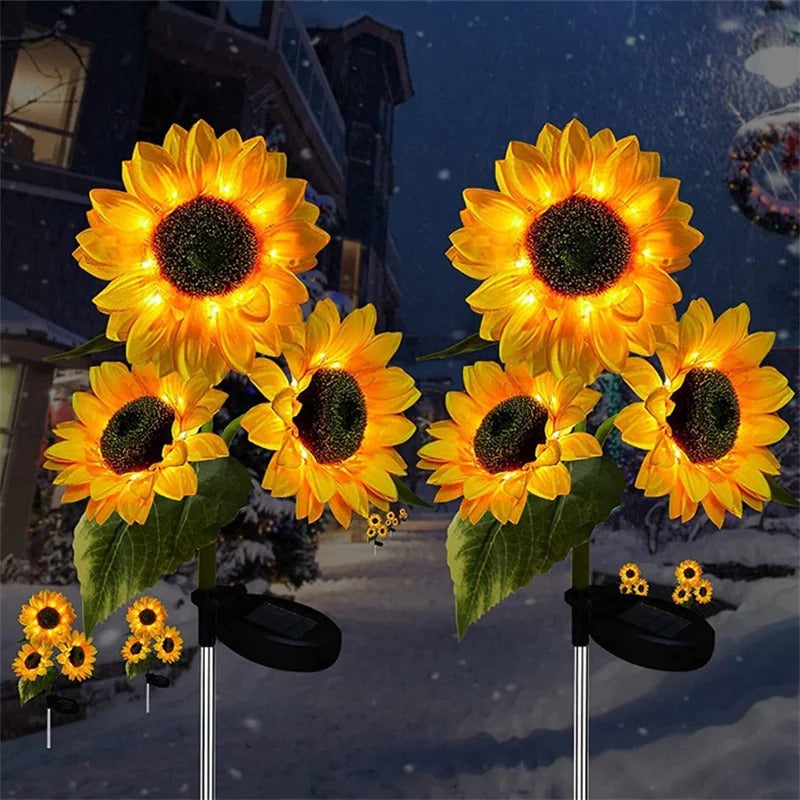 Solar LED Sunflower & Rose Garden Lights Waterproof Landscape Decor