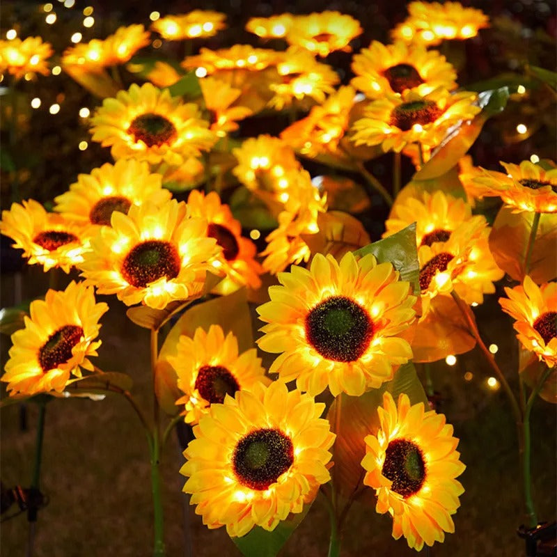 Solar LED Sunflower & Rose Garden Lights Waterproof Landscape Decor