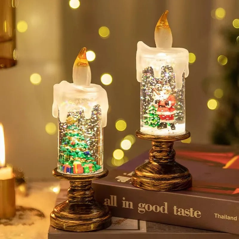 Christmas Snowflake Music Box Wind Lantern LED Candle Holiday Decor