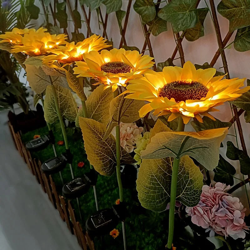 Solar LED Sunflower & Rose Garden Lights Waterproof Landscape Decor