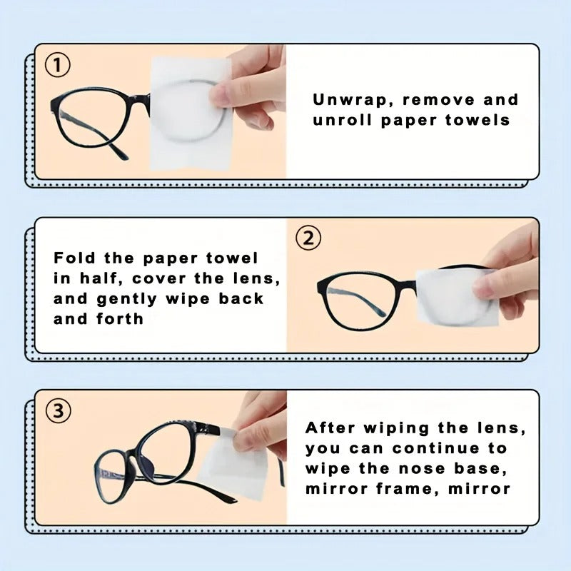 100 Pack Eyeglass & Screen Cleaning Wipes Individually Wrapped