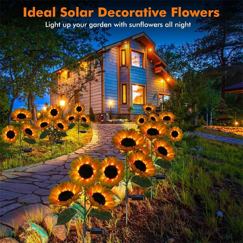 Solar LED Sunflower & Rose Garden Lights Waterproof Landscape Decor