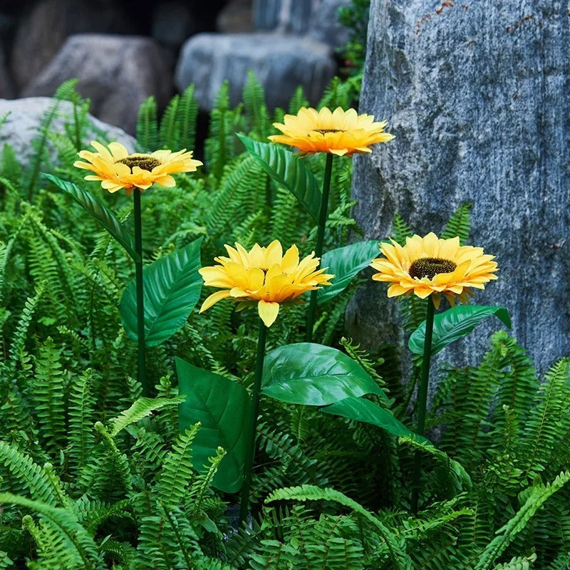 Solar LED Sunflower & Rose Garden Lights Waterproof Landscape Decor