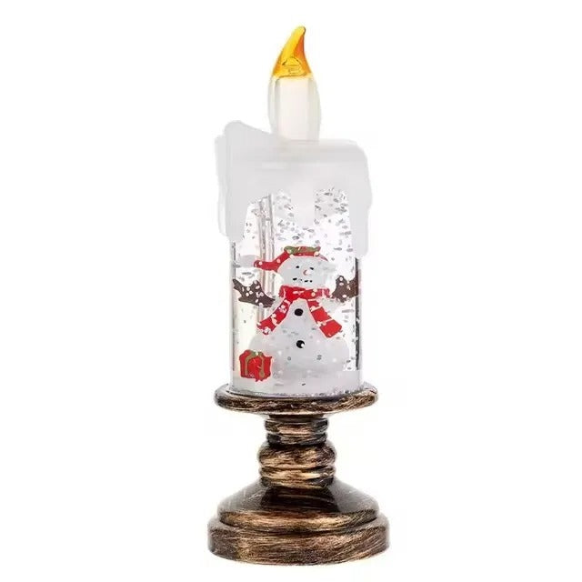 Christmas Snowflake Music Box Wind Lantern LED Candle Holiday Decor