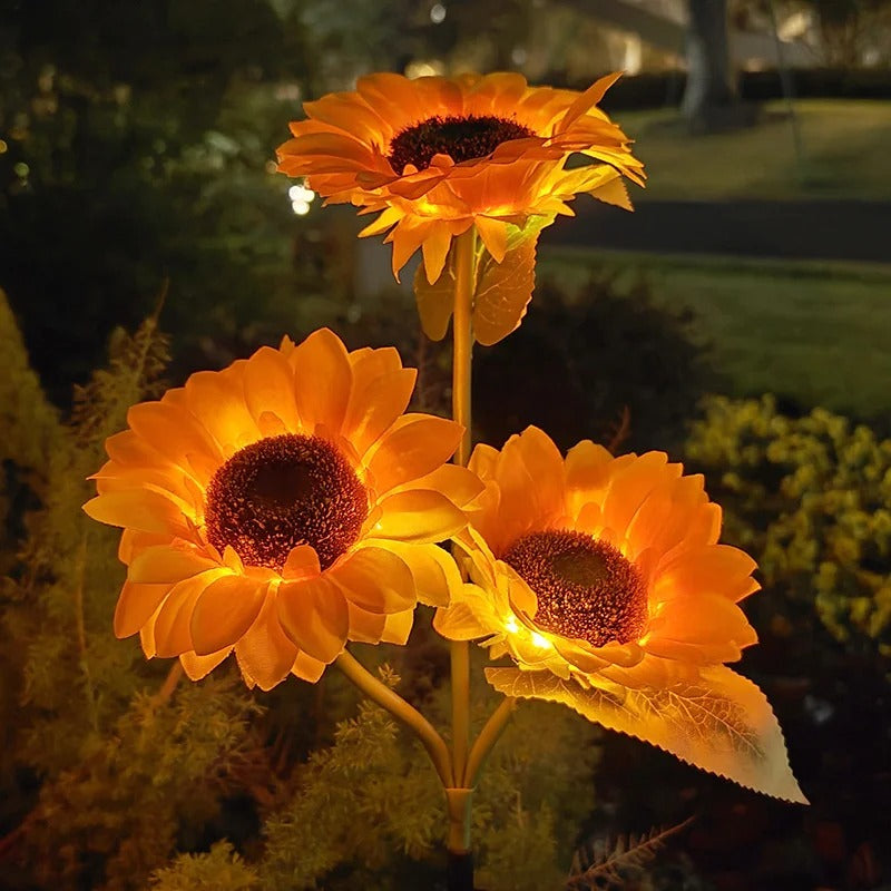 Solar LED Sunflower & Rose Garden Lights Waterproof Landscape Decor