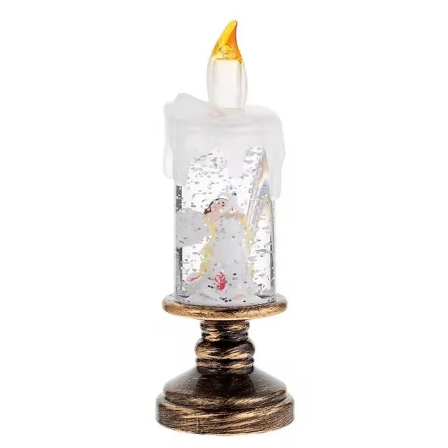 Christmas Snowflake Music Box Wind Lantern LED Candle Holiday Decor