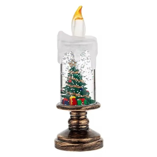 Christmas Snowflake Music Box Wind Lantern LED Candle Holiday Decor
